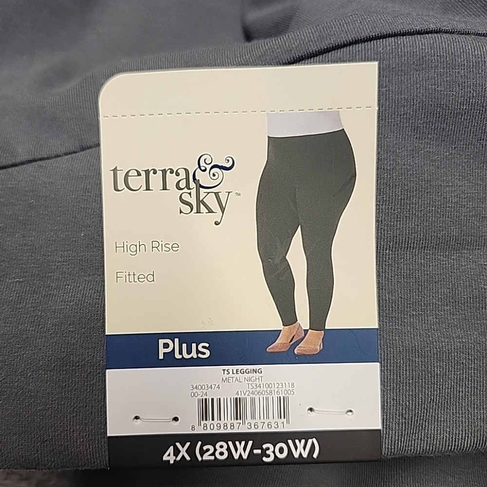 New Terra & Sky Women's High-Waisted Ankle Length Legging Plus Size 4X Grey - Picture 5 of 12